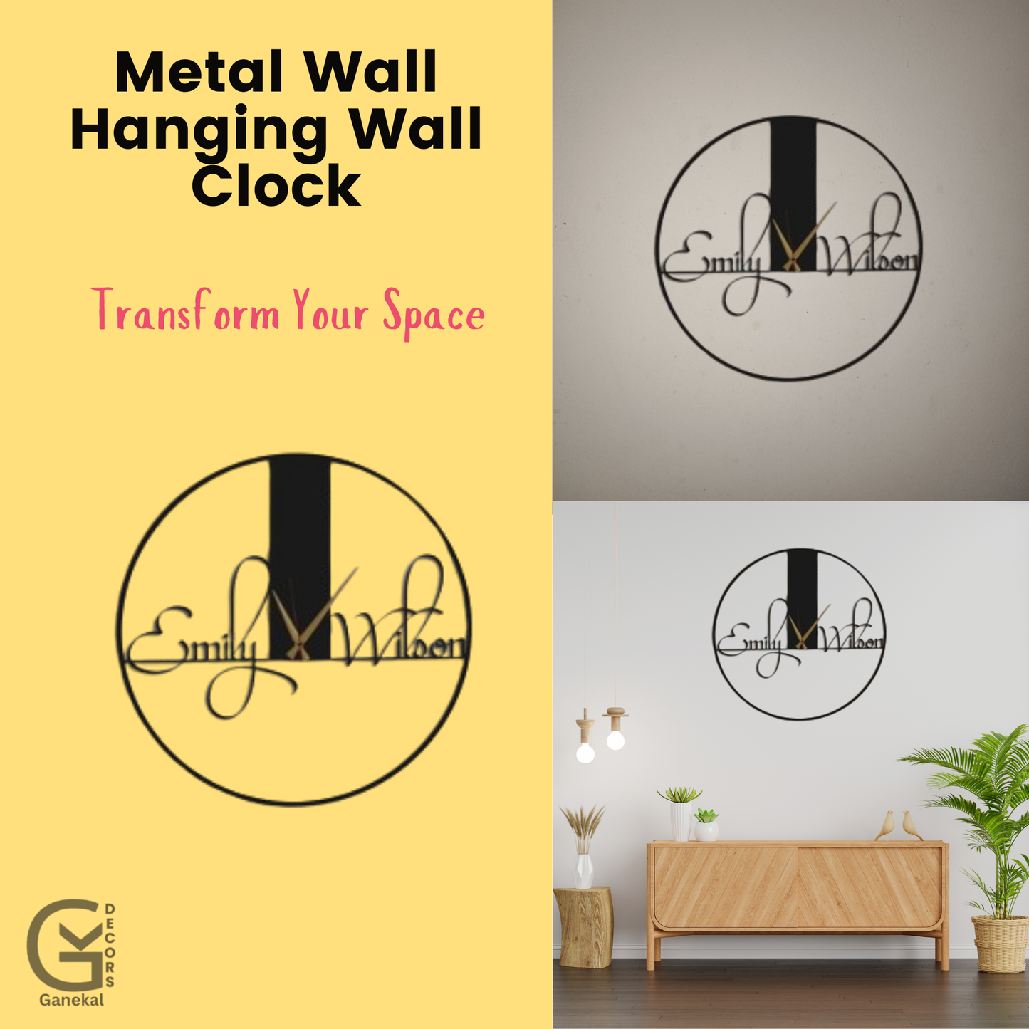 Stylish Customized Couple Metal Analog Wall Clock