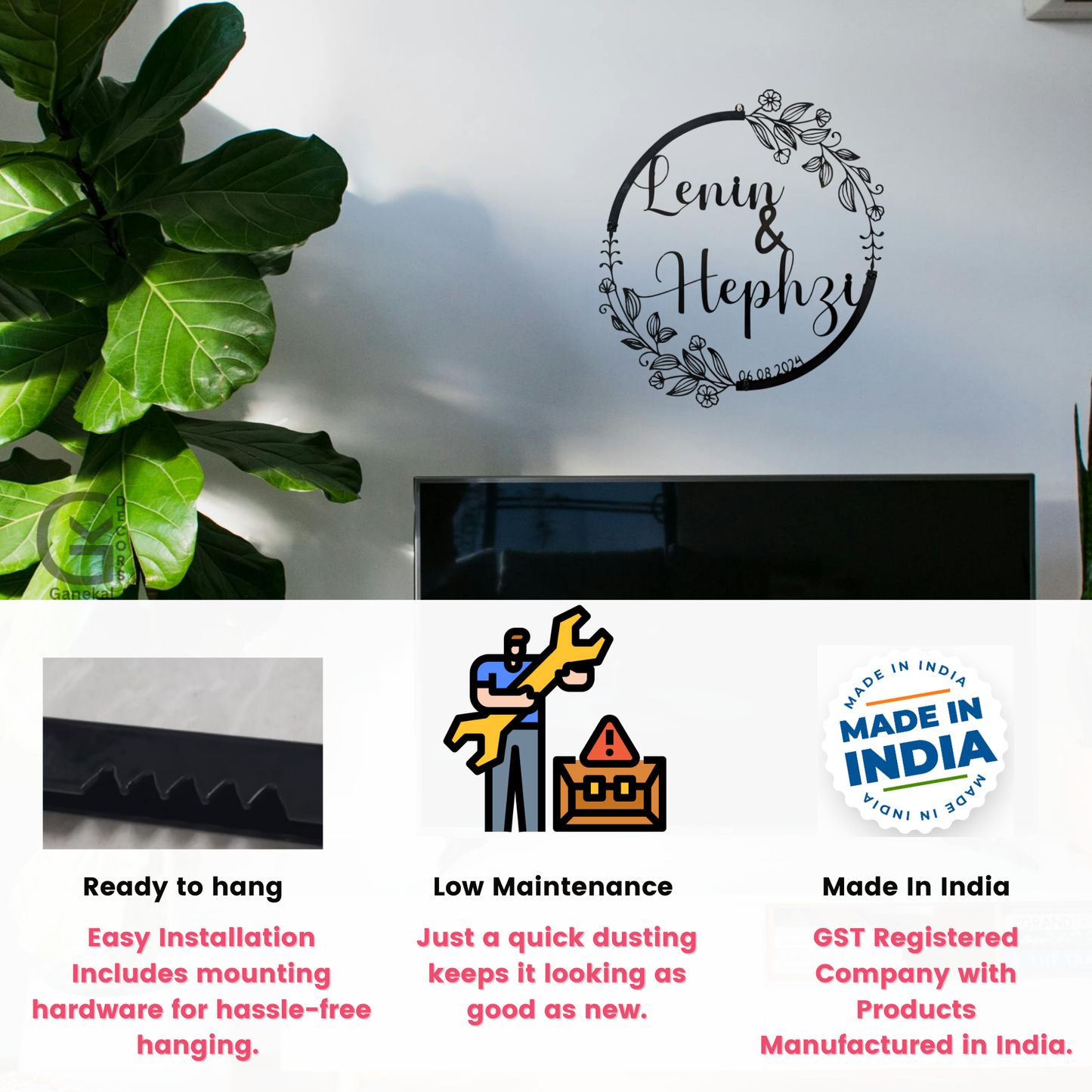 Custom Name Personalized Gift Metal Wall hanging