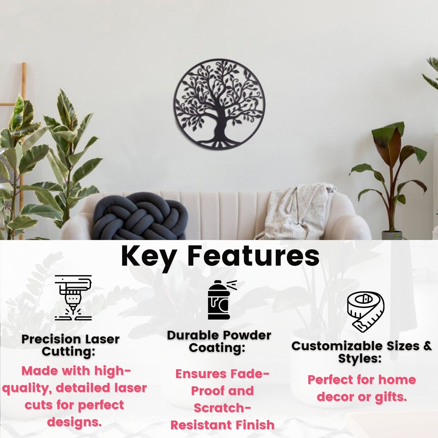 Decorative Round Tree with Bird Design Wall Hanging