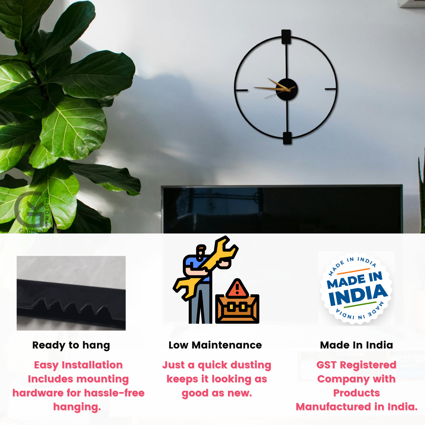 Grande Design Elegant Metal Analog Wall Clock