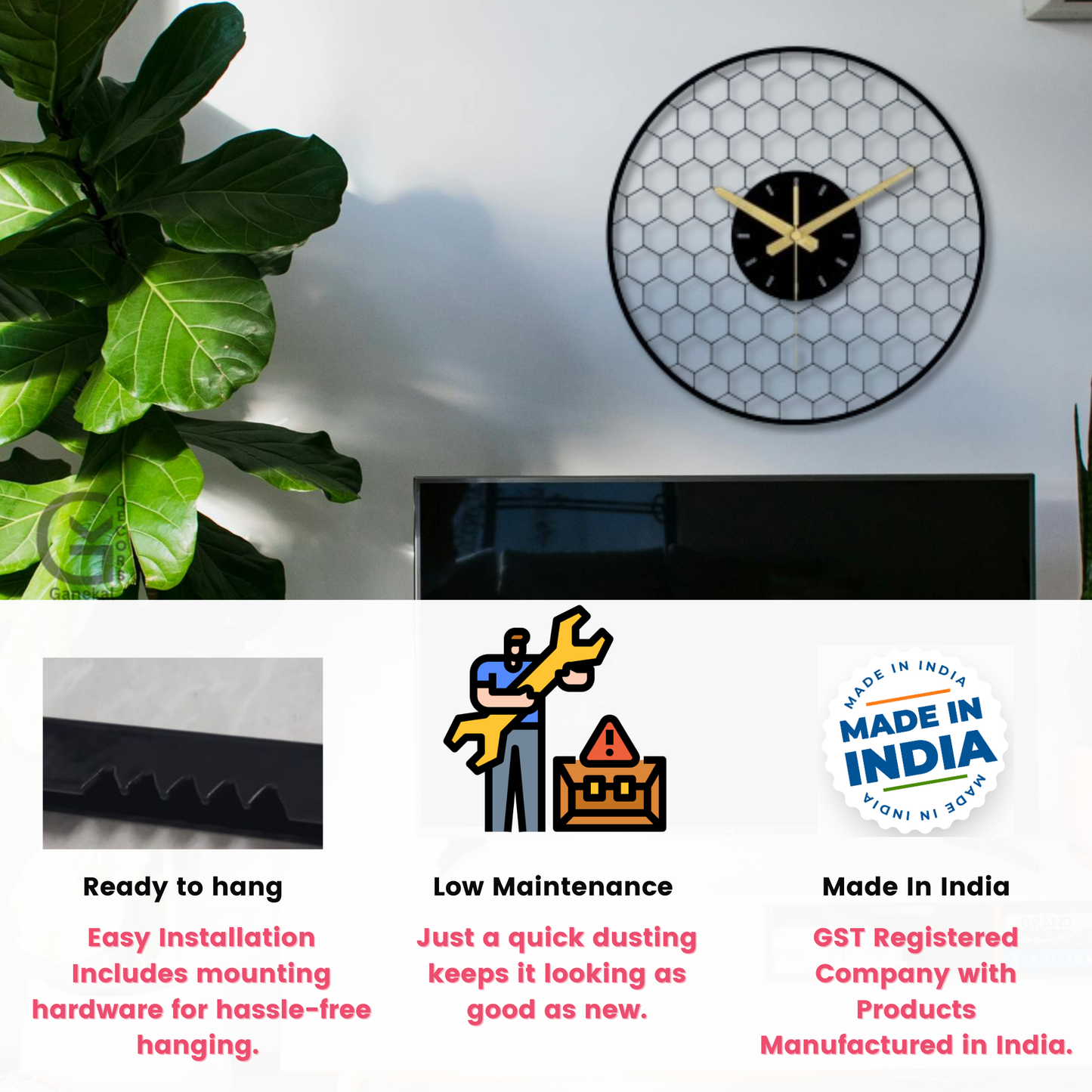 Premium Modern Honeycomb Design Wall Clock