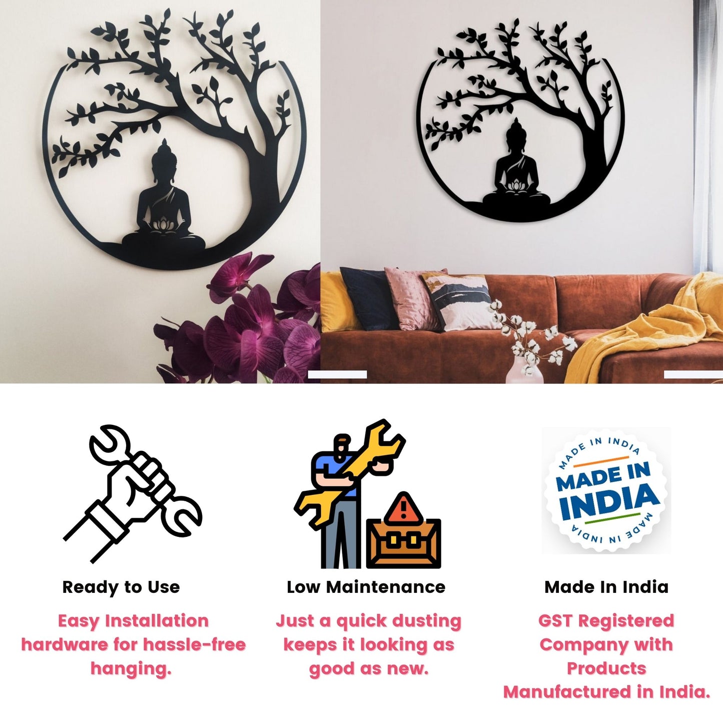 Black Buddha Metal Home Decor