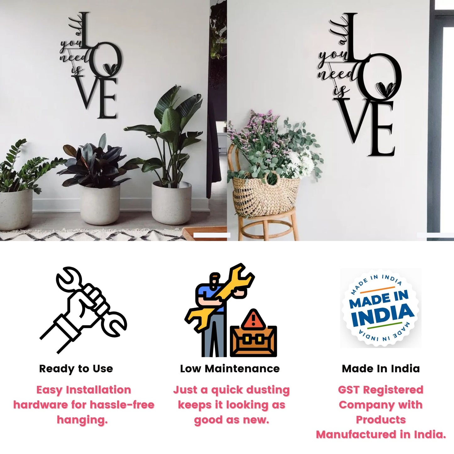 All You Need Is Love Metal Wall Hanging