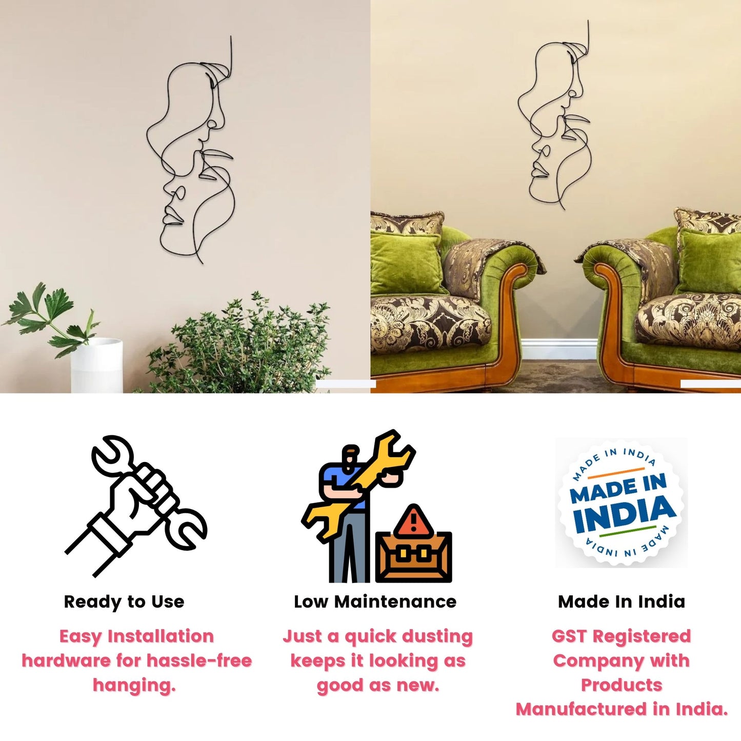 Abstract Face Line Art for Living Room Decor