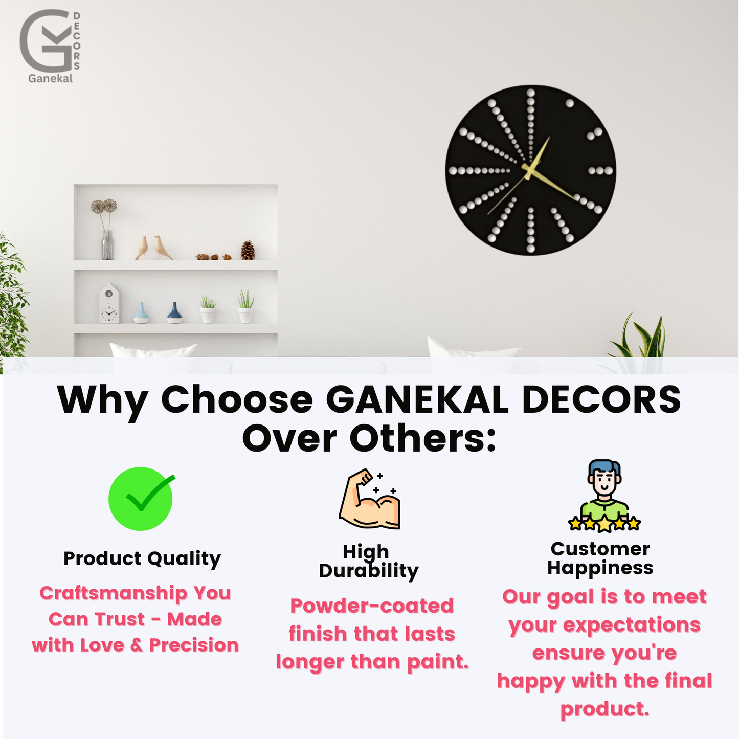 STYLO Design Elegant Metal Analog Wall Clock