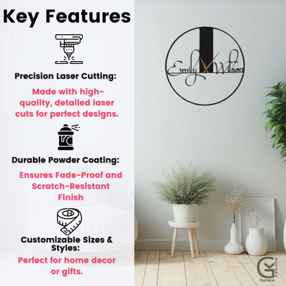 Stylish Customized Couple Metal Analog Wall Clock