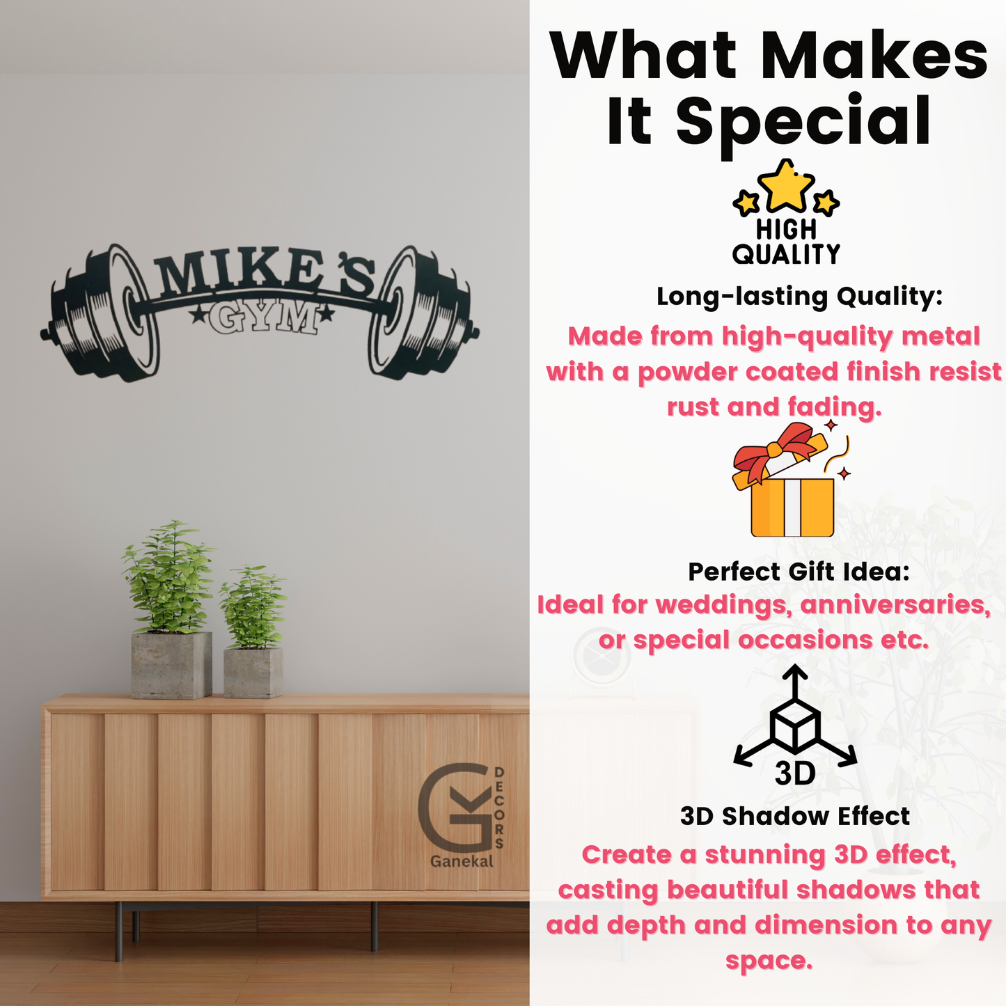 Gym Metal Customized Name Gift