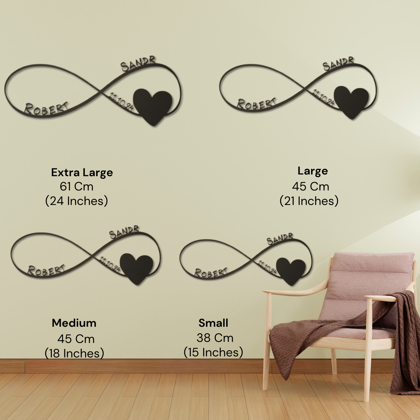 Infinity Heart Metal Custom Name Metal Wall hanging