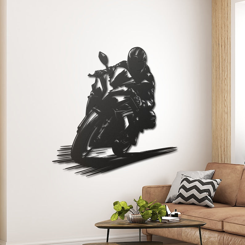 Bike Rider Metal Wall Hanging Silhouette