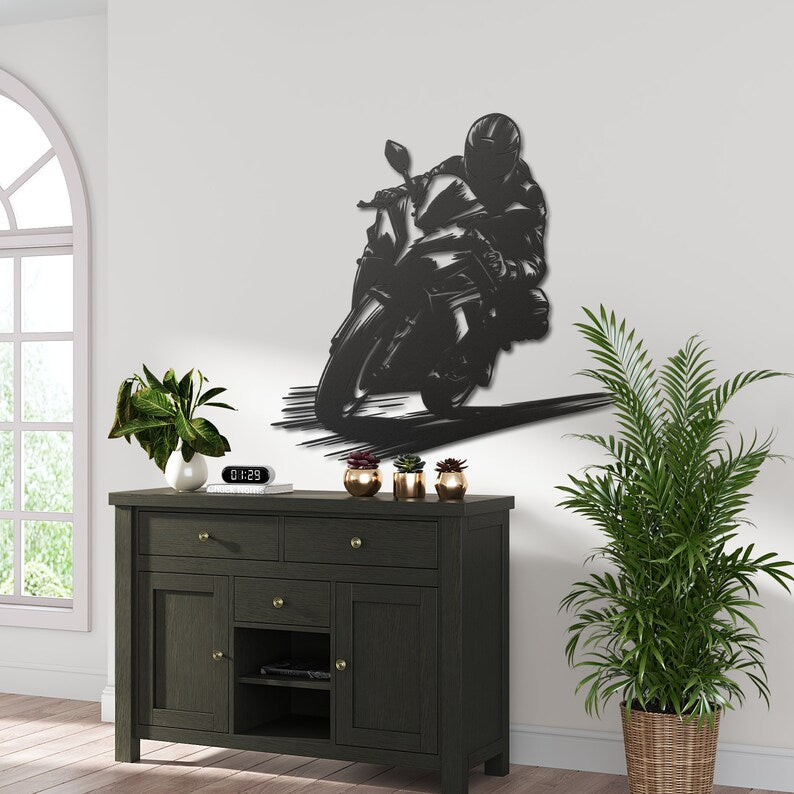 Bike Rider Metal Wall Hanging Silhouette