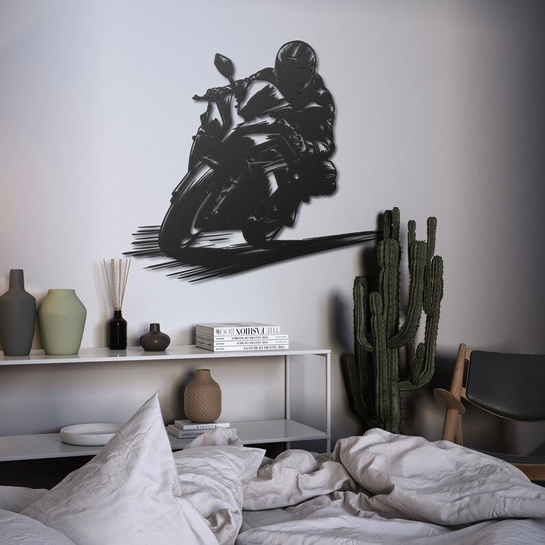 Bike Rider Metal Wall Hanging Silhouette