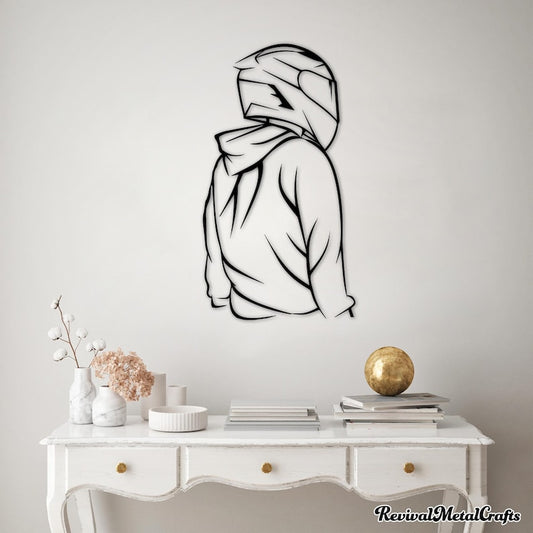 Bike Rider with Helmet Metal Wall Hanging Silhouette