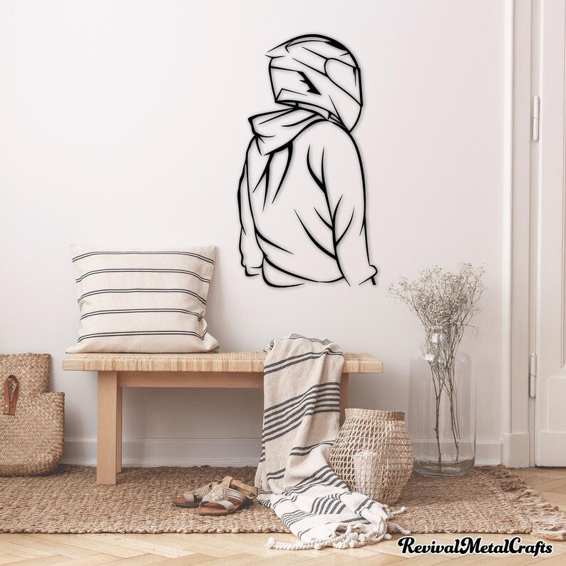 Bike Rider with Helmet Metal Wall Hanging Silhouette