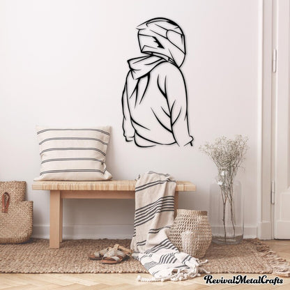 Bike Rider with Helmet Metal Wall Hanging Silhouette