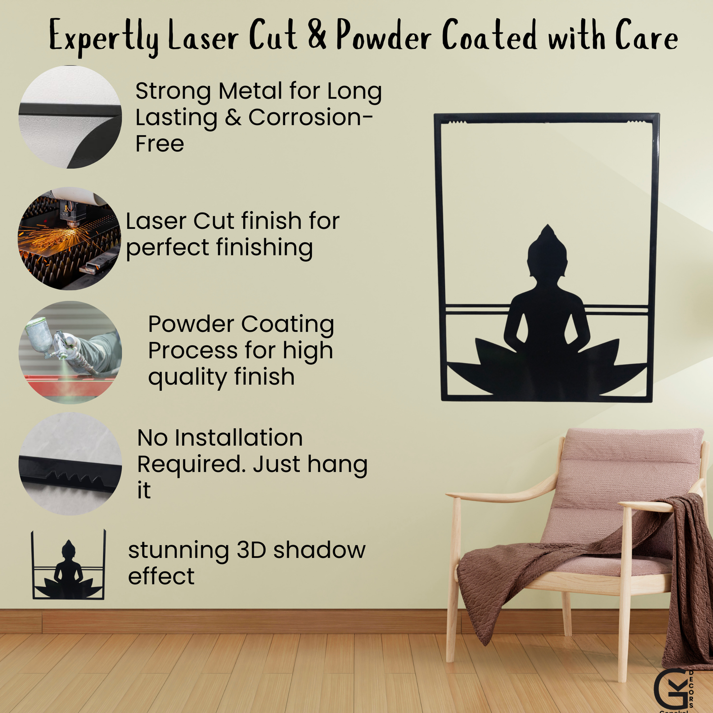 Spiritual Buddha Metal Wall Hanging