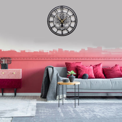 Elegant Tree & Big Numbers Metal Silent Wall Clock
