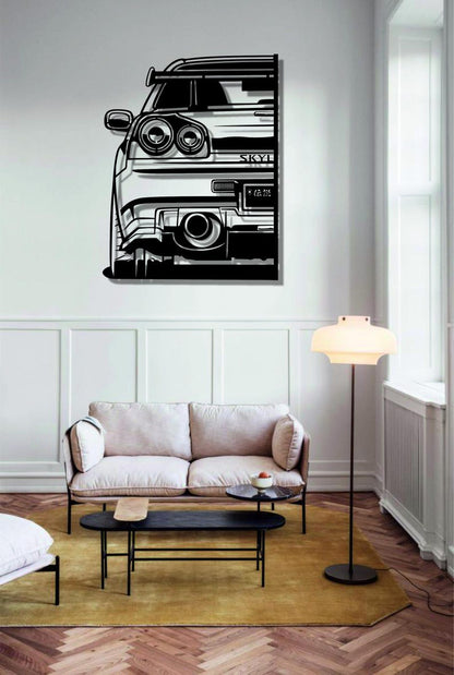 Nissan Skyline GT-R R34 Metal Wall Hanging silhouette