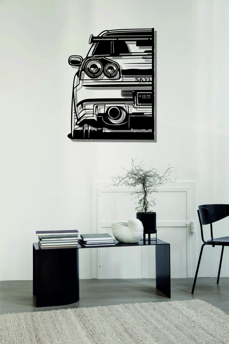 Nissan Skyline GT-R R34 Metal Wall Hanging silhouette