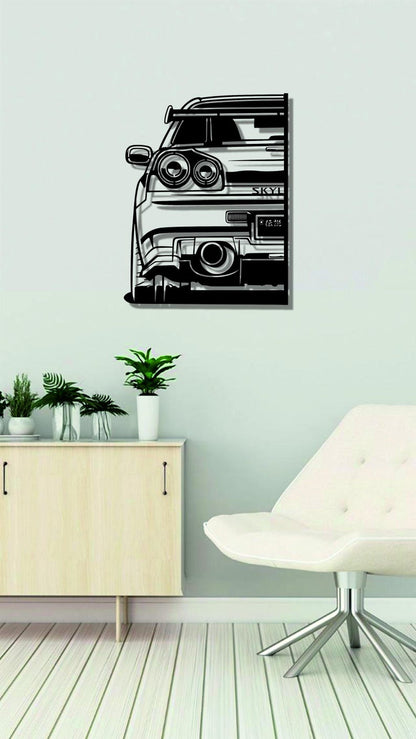 Nissan Skyline GT-R R34 Metal Wall Hanging silhouette