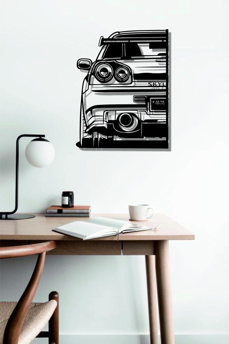 Nissan Skyline GT-R R34 Metal Wall Hanging silhouette