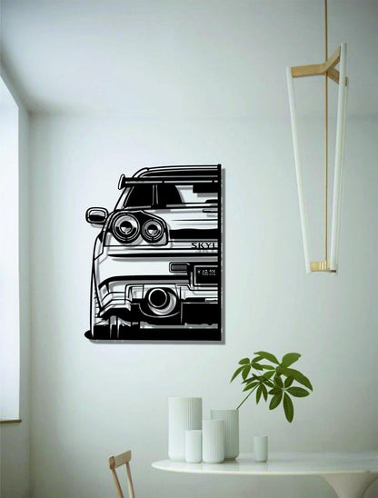 Nissan Skyline GT-R R34 Metal Wall Hanging silhouette