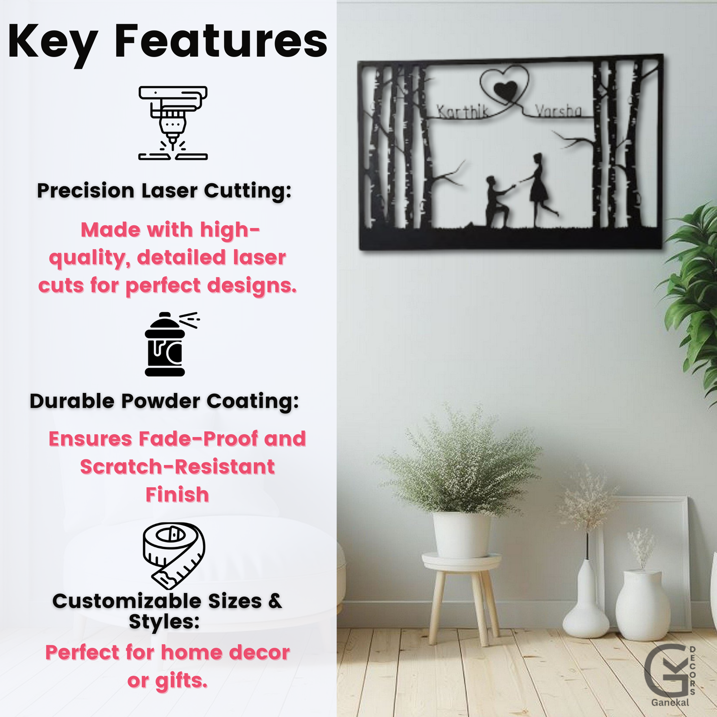 Personalized Couples Name Metal Wall Hanging