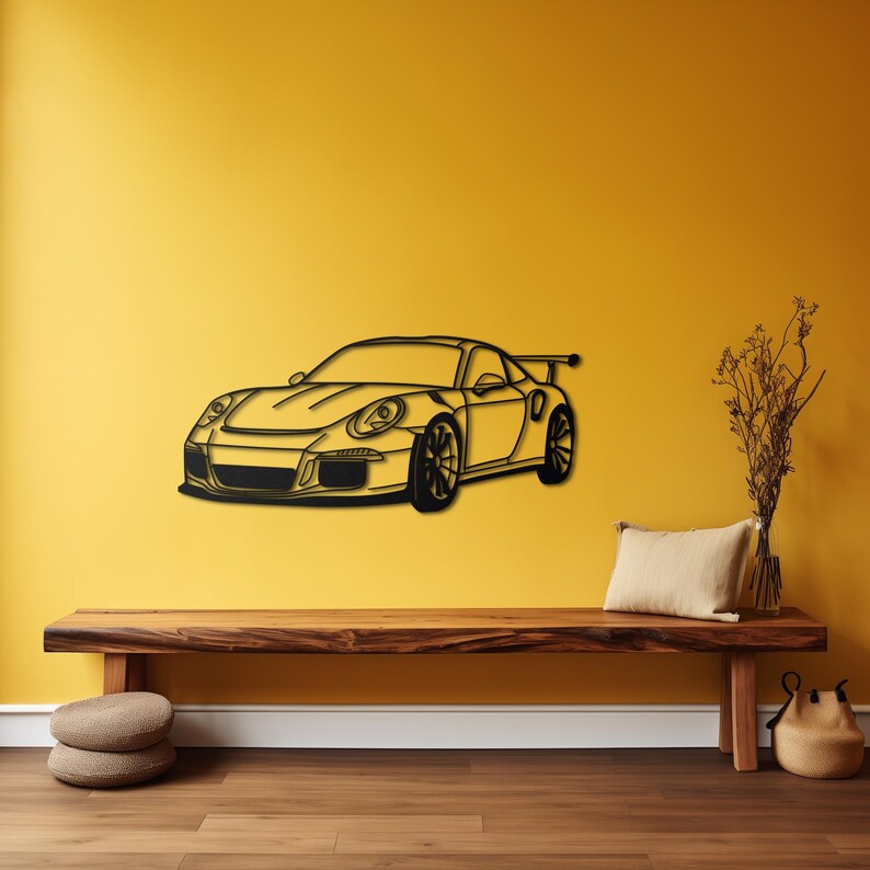 911 GT3 RS Front View Metal Wall Hanging silhouette