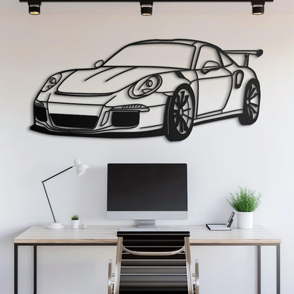 911 GT3 RS Front View Metal Wall Hanging silhouette