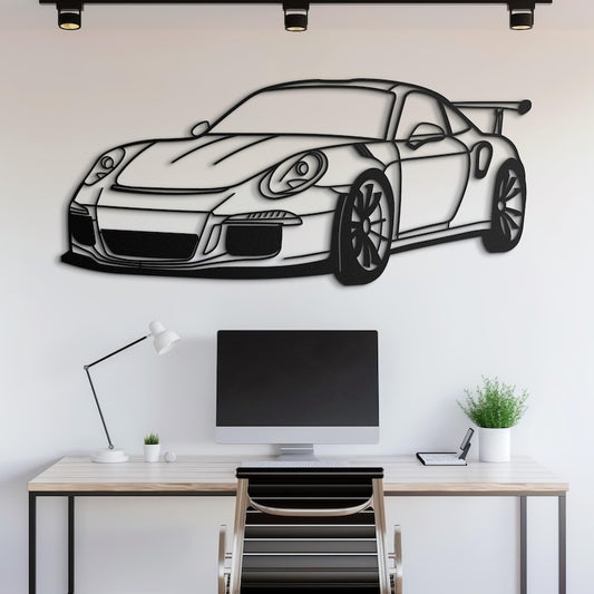 911 GT3 RS Front View Metal Wall Hanging silhouette