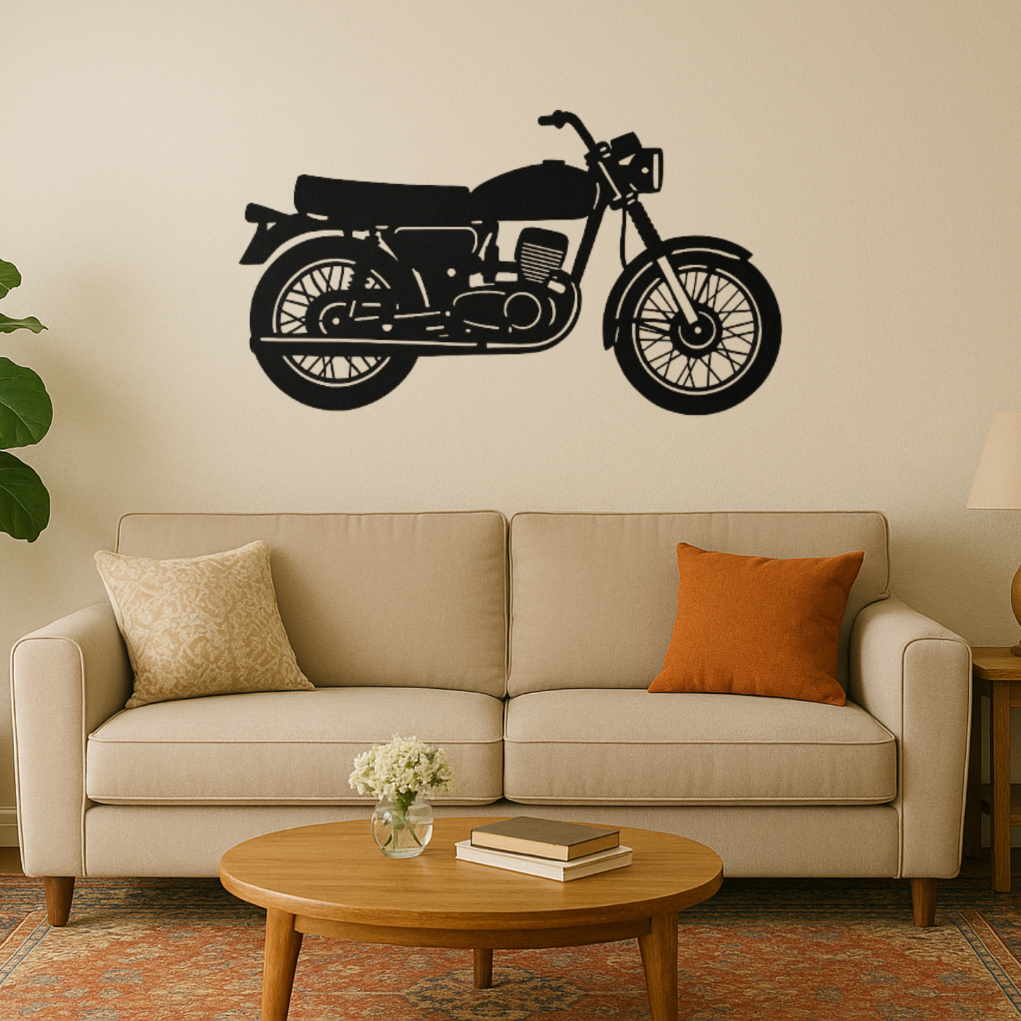Vintage 1980 Yezdi Metal Wall Hanging Silhouette