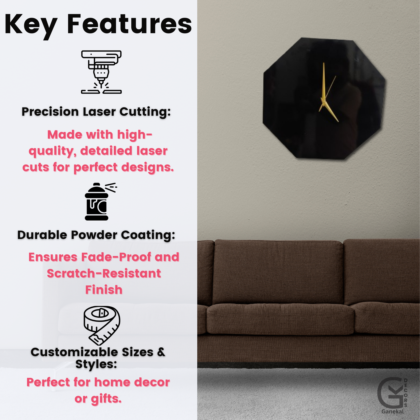 Minimo Design Elegant Metal Analog Wall Clock