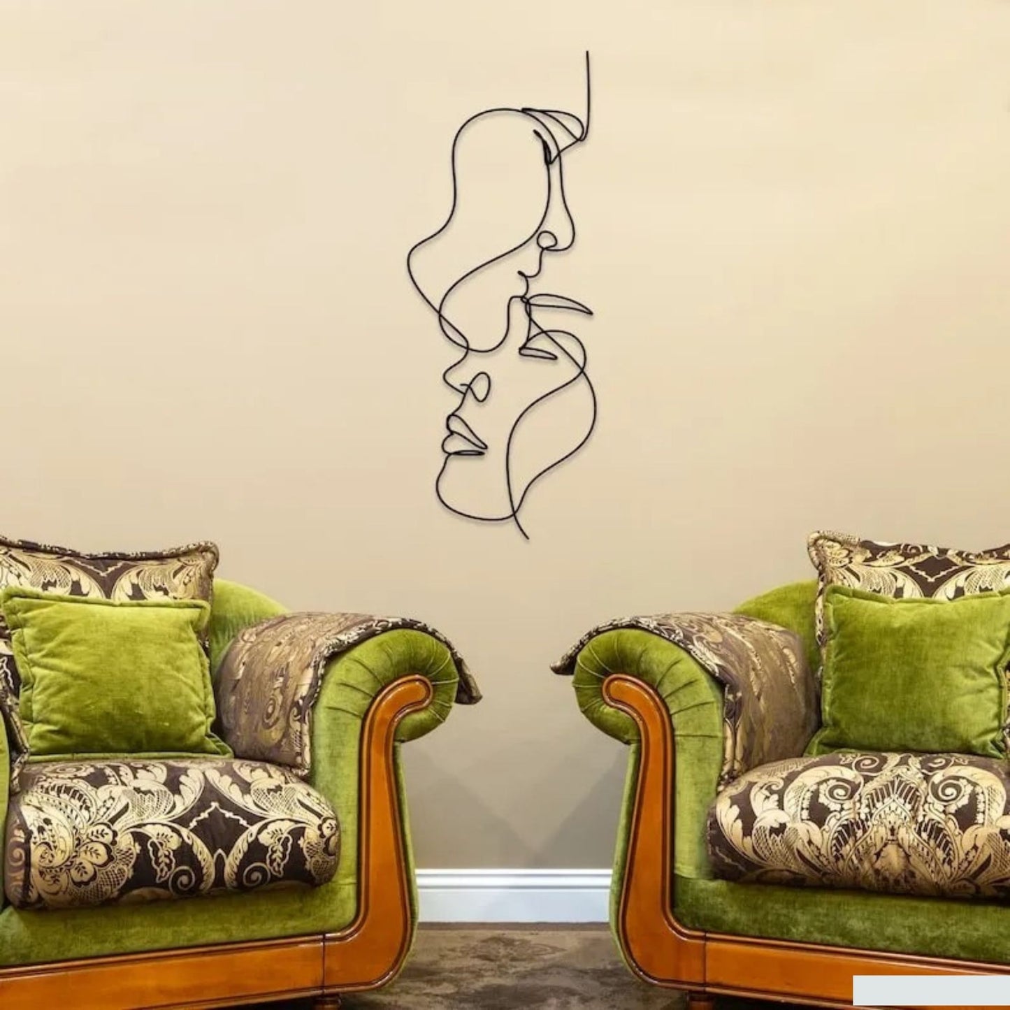 Abstract Face Line Art for Living Room Decor