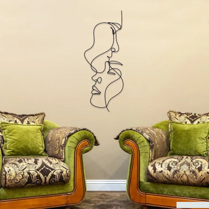 Abstract Face Line Art for Living Room Decor