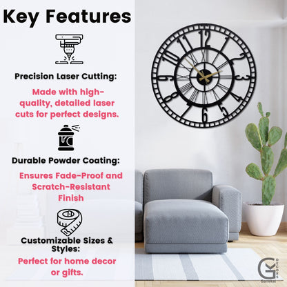 Stylish Big Metal Wall Clock for Living Room