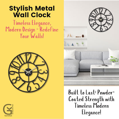Big Numbers Metal Wall Clock
