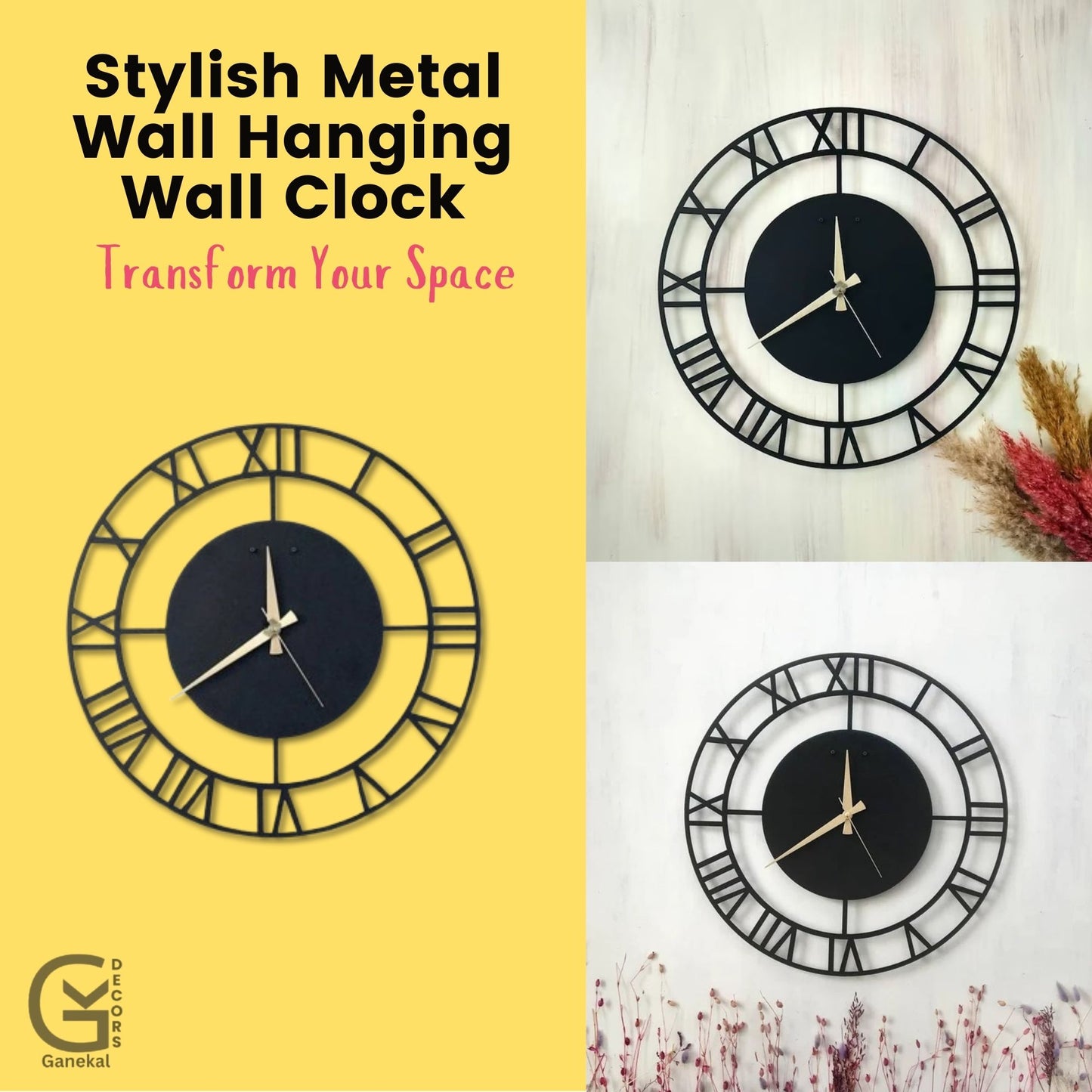 Stylish Roman Metal Wall Clock