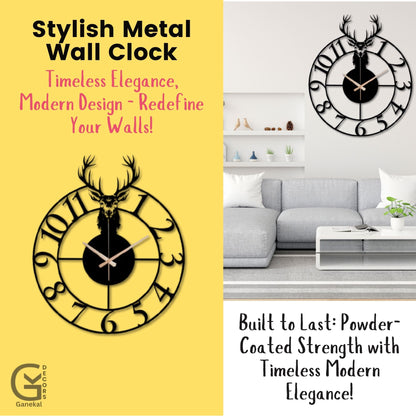 Premium Silent & Modern Deer Wall Clock