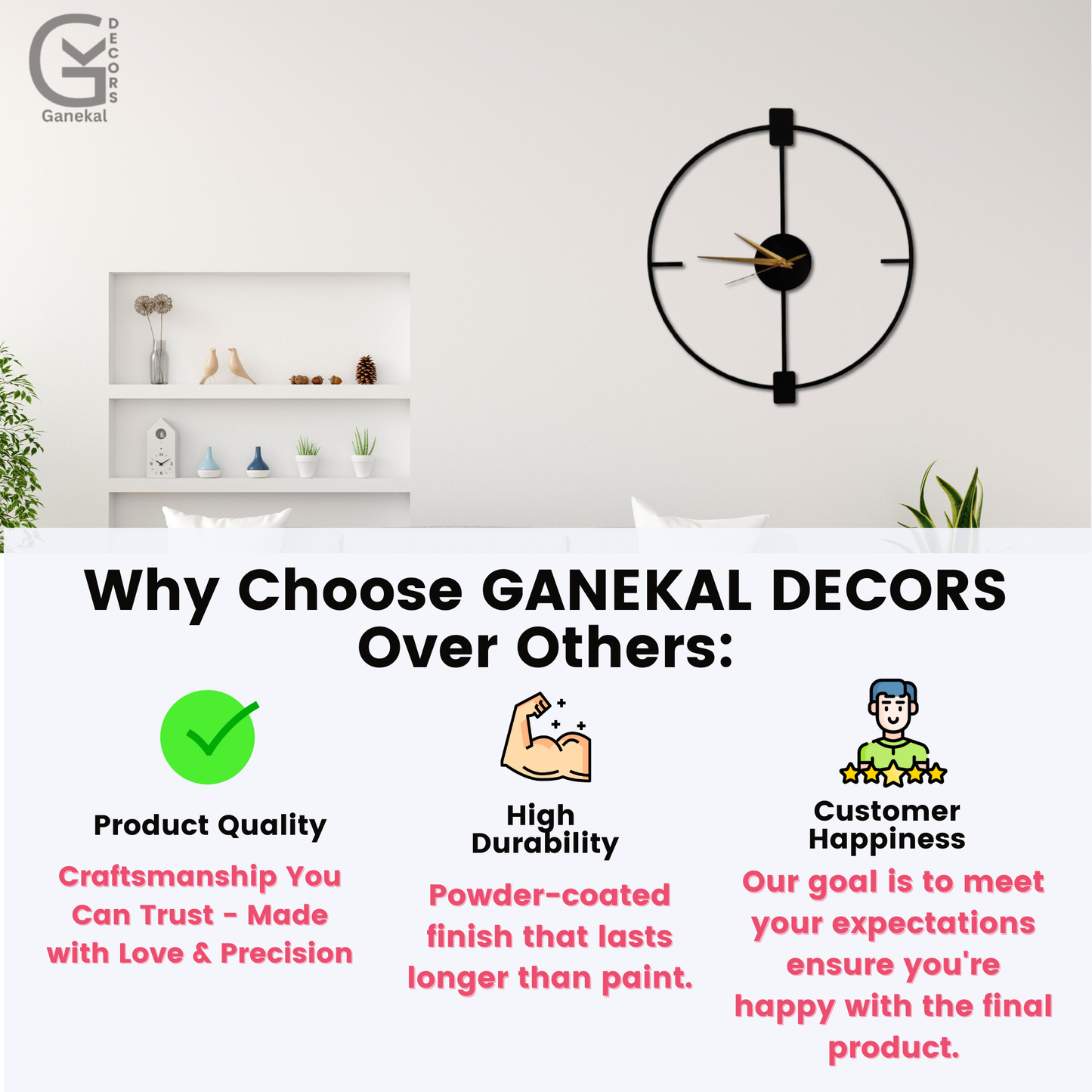 Grande Design Elegant Metal Analog Wall Clock