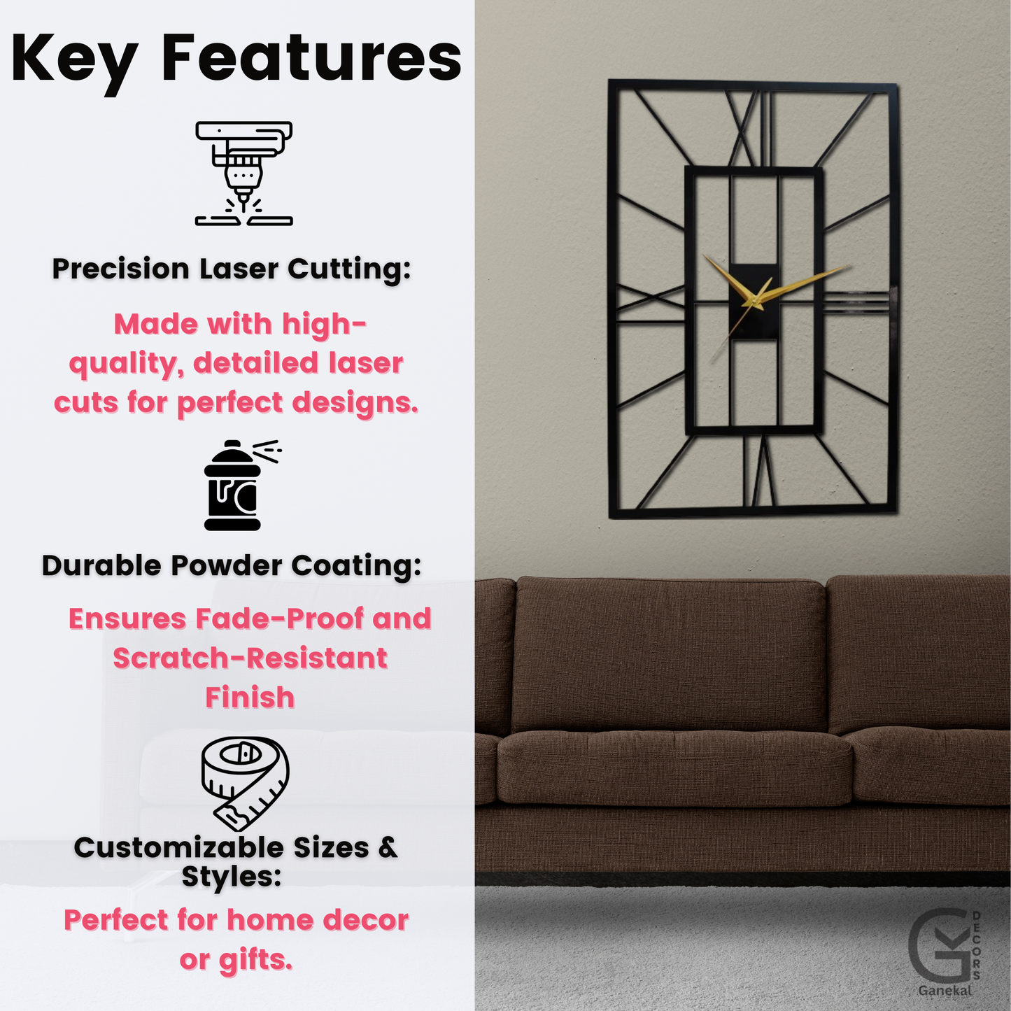 Contemporary Design Premium Metal Analog Wall Clock