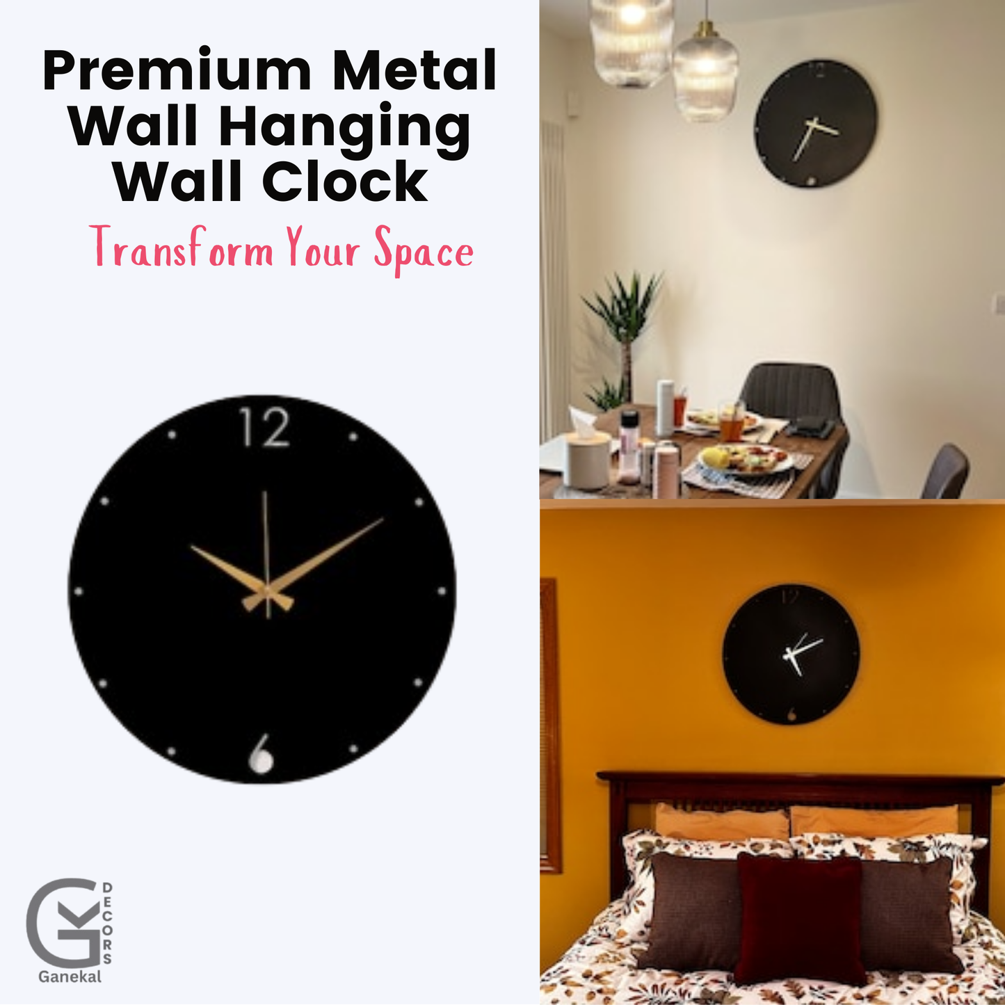 Premium Black Metal Wall Clock