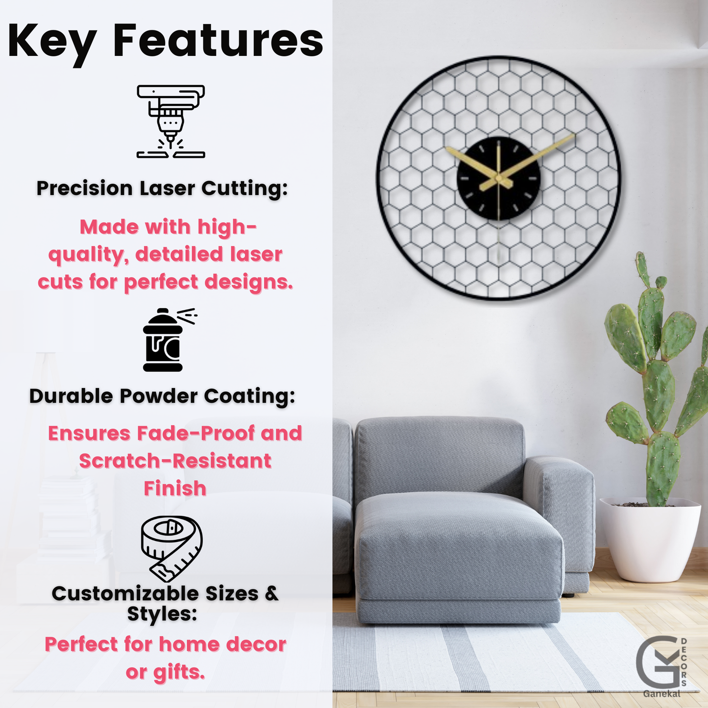 Premium Modern Honeycomb Design Wall Clock