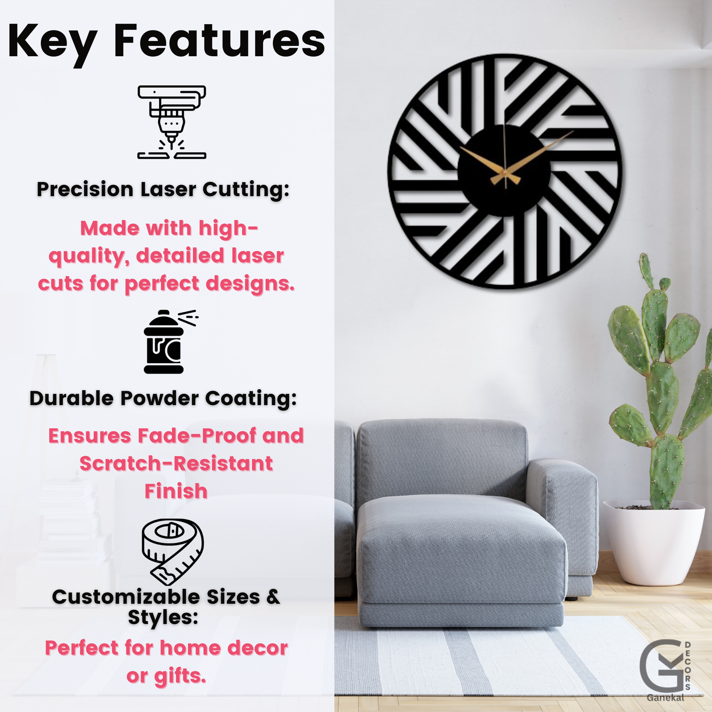 The Stylish Metal Design Elegant Analog Wall Clock
