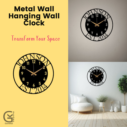 Customized Name Metal Analog Wall Clock