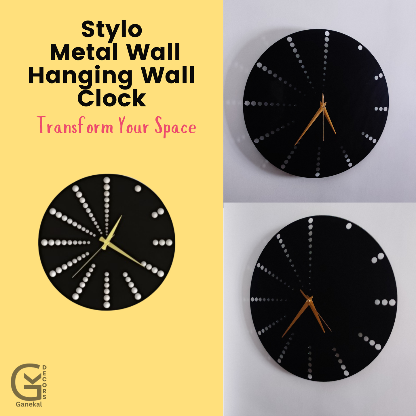 STYLO Design Elegant Metal Analog Wall Clock