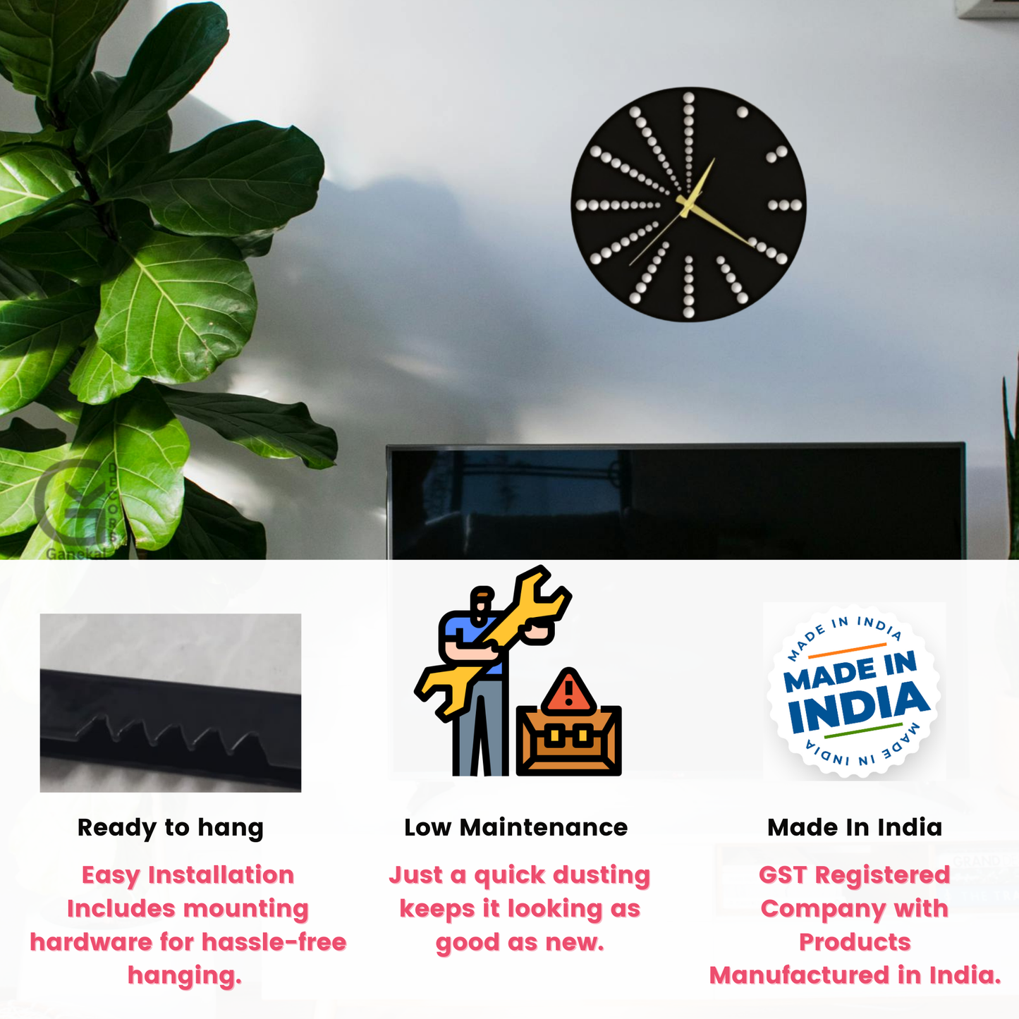 STYLO Design Elegant Metal Analog Wall Clock