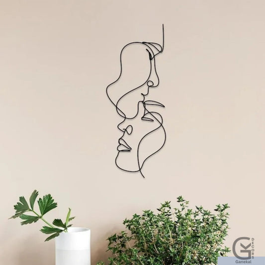 Abstract Face Line Art for Living Room Decor