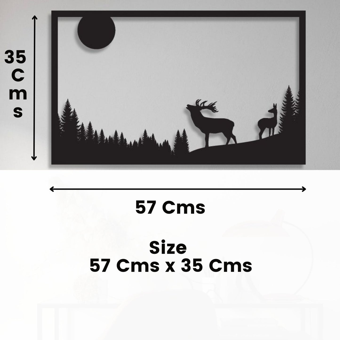 Deer and Forest Scene Metal Wall Hanging