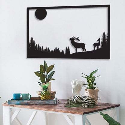 Deer and Forest Scene Metal Wall Hanging