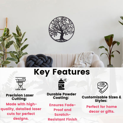 Decorative Round Tree with Bird Design Wall Hanging