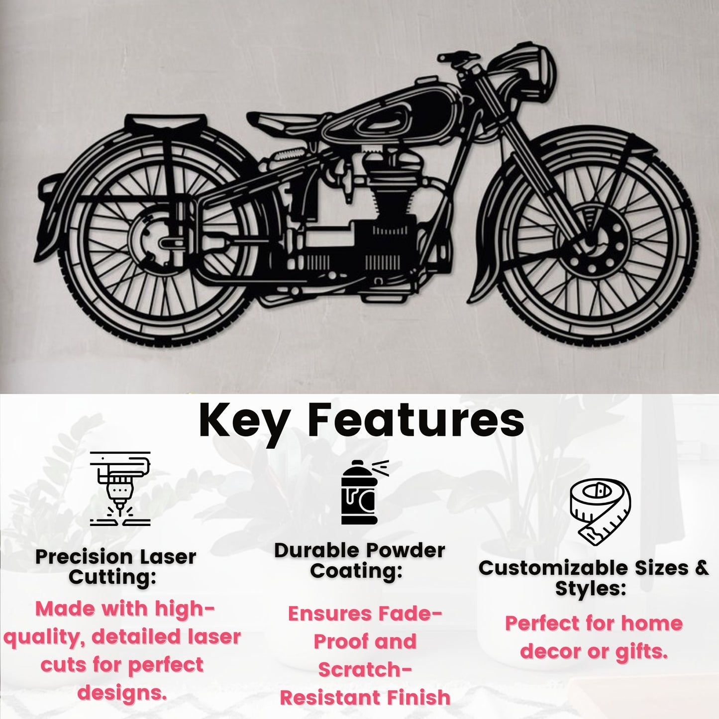 Retro Bike Metal Wall Decor for Home